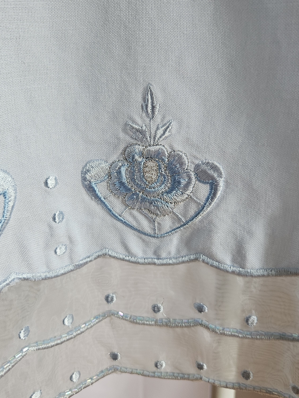 Dina K Woman Light Blue Embroidered Button Up Shirt Blouse Size 1X Ramie Viscos - Picture 4 of 11